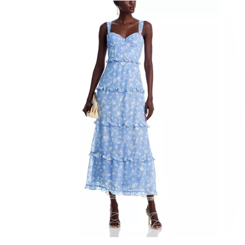 Aqua Bustier Blue Floral Maxi Dress‎ size Small